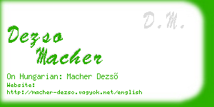 dezso macher business card
